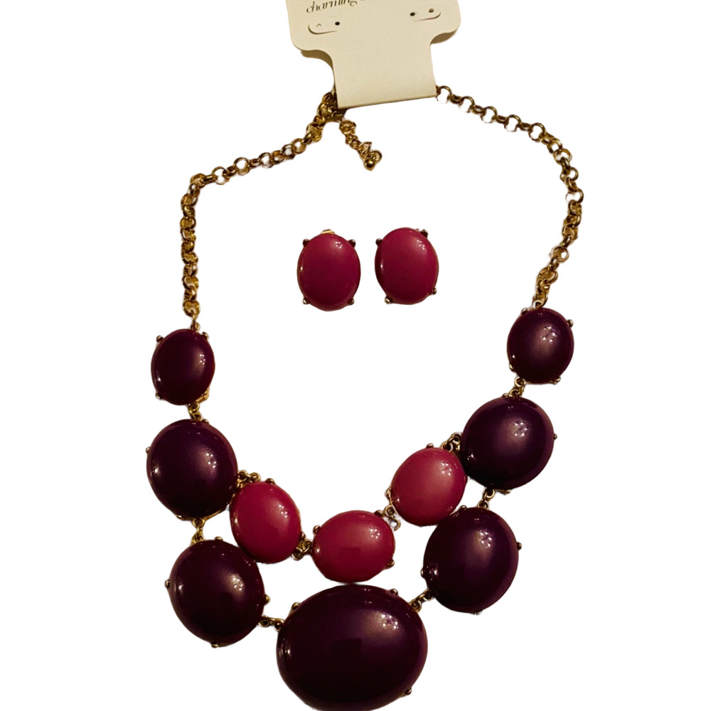 Charming Charlie Purple and Pink Necklace Set